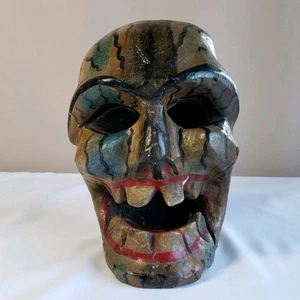 De Colección Calavera Madera Día de Muertos Mexicano Pintado Calavera Arte Popular Mandíbula Articulada - Imagen 1 de 18
