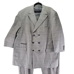 Royal Diamond Suit Mens 56R 50x26 Gray Plaid Wool Three Piece Set - Bild 1 von 20