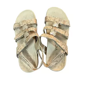Vionic 44Amber Sandals Gold Cork Tan Strappy Comfort Slingback Size 6 READ - Picture 1 of 16