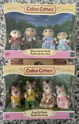 Calico Critters Lot Yellow Labrador Family And Sandy Cat Family - Image 1 of 3