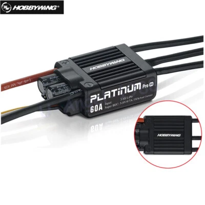 HobbyWing Platinum PRO 60A V4 ESC (3S-6S) for 450-480 Class helicopter - Image 1 of 4
