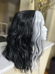 parrucca capelli ondulati 15" sartoria sintetica per stupendi colore bianco e nero nuova - Foto 1 di 3