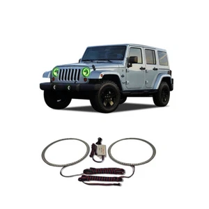 Bright Green Angel Eye Headlight Halo kit for Jeep Wrangler 07-17 - Imagen 1 de 3