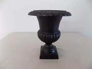 Unused 9" Tall Black Cast Iron French Style Garden Urn or Planter - Picture 1 of 7