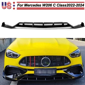 For 21-24 Mercedes Benz C Class C300 W206 Gloss Black Front Bumper Lip Splitter - Picture 1 of 15