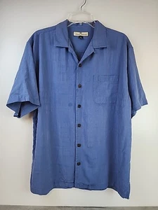 Tommy Bahama Herren Hemd mittelblau Seide Hawaii Martini bestickt Hüfte Y2K - Bild 1 von 14