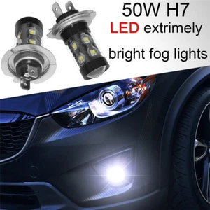 H7 50WLED 6000K Xenon White Led Bulbs For DRL or Led Fog Lights Bulbs Kits Lamps - Picture 1 of 7