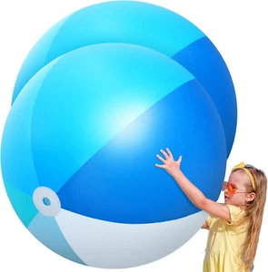 2 Pcs 60" Giant Inflatable Beach Balls - Summer Pool Party Toys for Adults - Picture 1 of 6