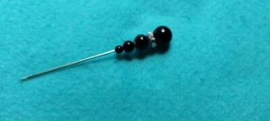 💙 Vintage 🍃🥀Black Bead Hatpin🥀🍃~Nice! - Picture 1 of 5