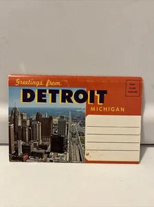 Vtg 60s Greetings Detroit Michigan Photo Booklet Foldout Souvenir Unposted - Picture 1 of 6