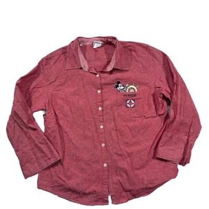Camisa abotonada manga 3/4 Disney para mujer talla XL Mickey roja bordada N25 - Imagen 1 de 5