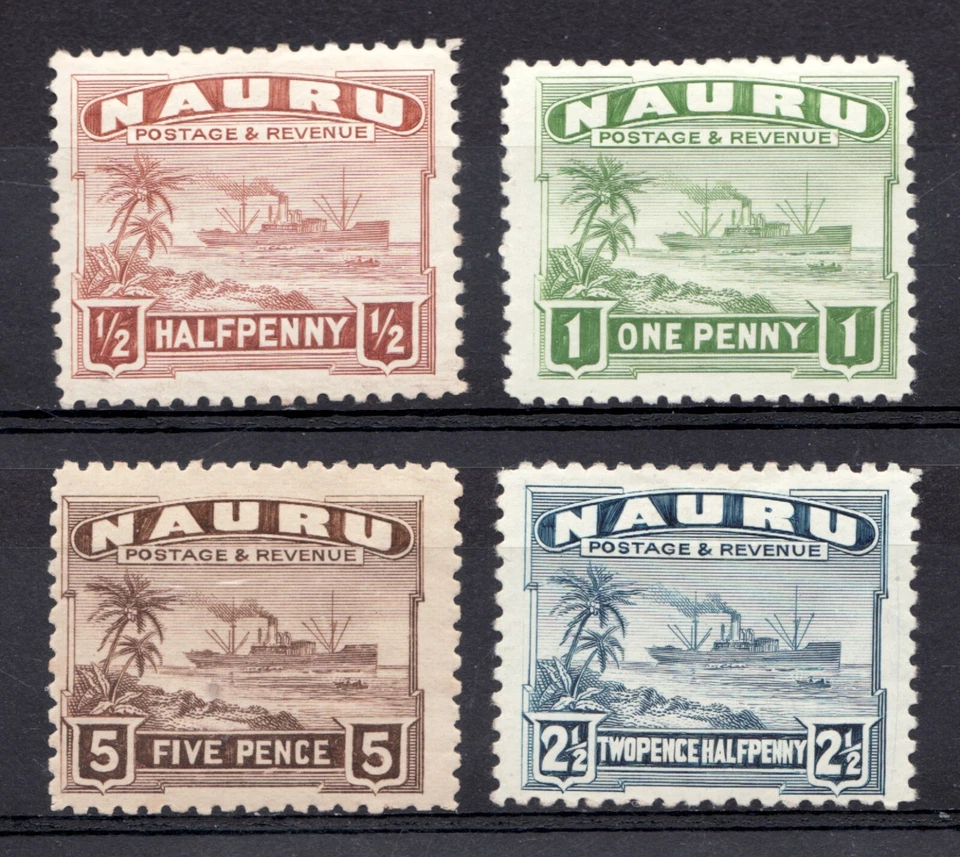 1924 Nauru Sc# 17 18a 21a 24 , Palm Trees & Cargo Ship Pictorial - MH Cv$17.25 - Image 1 of 1
