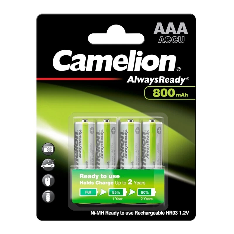 4x NiMH-Akku 1,2V 800 mAh Micro AAA HR03 Telefonakku von Camelion - Bild 1 von 1