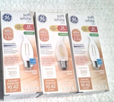 GE LED Soft White 40 W Outdoor Bulbs Lot Replacement Decorative Clear CAC - Image 1 of 3