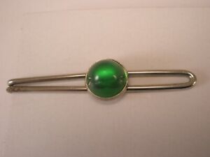 -Green Dome Silver Tone Vintage Tie Bar Clip plain simple quality