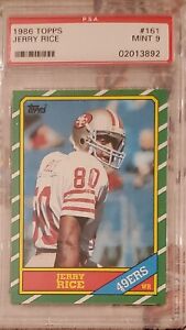 1986 TOPPS #161 JERRY RICE Rookie RC 49ERS HOF PSA 9 