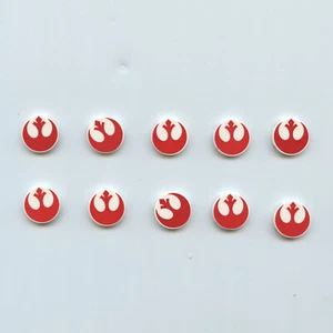 Star Wars LEGO x 10 White Tile, Round 2 x 2 Red SW Rebel Alliance Symbol Pattern - Picture 1 of 1
