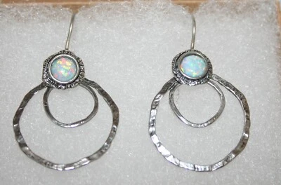Pendientes colgantes Silpada difíciles de encontrar ópalo azul doble aro "helado" plata esterlina E4034 Foto 1 de 4