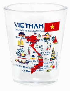 VIETNAM LANDMARKS AND ICONS COLLAGE SHOT GLASS SHOTGLASS - Picture 1 of 1
