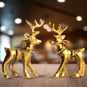  Elch Statue Indien Rentier Figur für Weihnachtsdeko Gold Tischplatte Rentier - Bild 1 von 8
