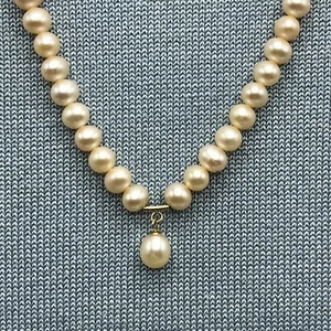 Natural Salt Water Akoya Pink Pearl & 14K Gold 18” Necklace /b - Picture 1 of 14