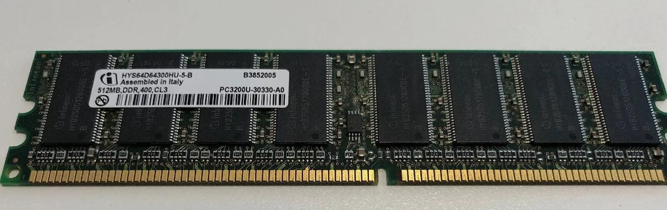 Infineon HYS64D64300HU-5-B 512MB DDR PC3200U 400MHz 184-Pin Memory Module - Image 1 of 1