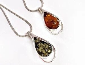 Bernstein Anhänger Silber 925 Collier Kette 42-50 cm echt Sterlingsilber ba788 - Bild 1 von 6