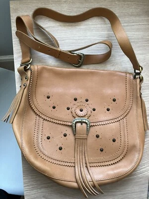 MATTHEW WILLIAMSON TAN REAL LEATHER FRINGED & STUDDED SHOULDER BAG - Image 1 of 4