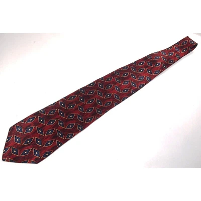 Corbata para hombre de hoy 100 % seda hecha en EE. UU. 59" roja azul beige geométrica Foto 1 de 3