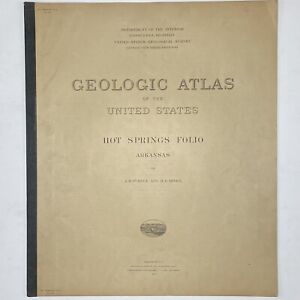 Vtg USGS Geologic Atlas US #215 Hot Springs AR Folio Topographic Map 1923