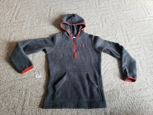 Columbia Fleece Hooded Pullover 1/2 Zip Youth Large 14 16 Pocket Gray Orange  - Picture 1 of 5