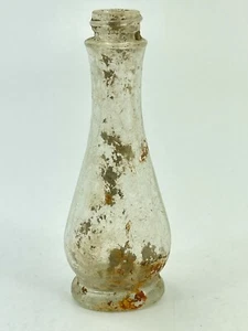 Vintage Clear Stylized Rounded Oval Toiletry Medicine Bottle Shaker Glass L1 - Picture 1 of 6