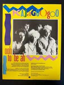 KAJAGOOGOO - OOH TO BE AH - 1983 SMASH HITS LYRICS PAGE 8.5x11" [SH11] - Foto 1 di 1