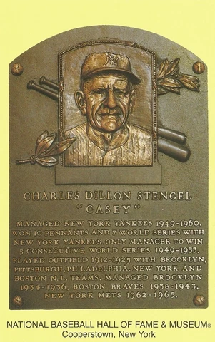 Postcard  Casey Stengel New York Yankees Hall of Fame HOF Cooperstown MINT Cover
