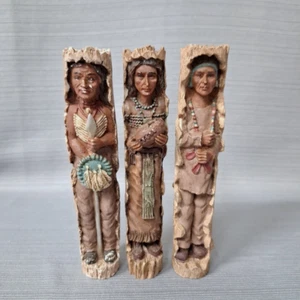 Set 3 statuine nativi americani in resina 6" in piedi - Foto 1 di 8