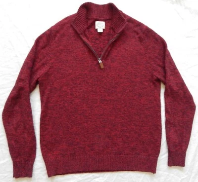 Suéter Pullover Rojo Negro Algodón Media Cremallera Cuello Alto - XL Para Hombres St Johns Bay Foto 1 de 4
