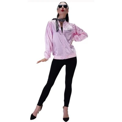  Disfraz de Dama Rosa | Chaqueta de Satén + Bufanda de Lunares | Talla Pequeña - Nuevo con Etiquetas Halloween Foto 1 de 4