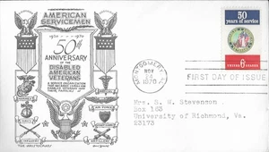 1970 FDC, #1421-1422, 6c Disabili Veterani Americani, Aristocratici-Lowry (2) - Foto 1 di 2