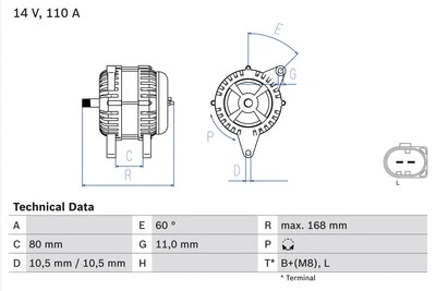 BOSCH 0 986 080 060 ALTERNATOR FOR ,FIAT,IVECO,MERCEDES-BENZ - Image 1 of 4