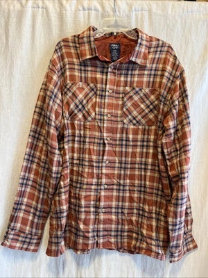 🔥🔥 Винтажная фланелевая рубашка John Blair мужская L высокая многоцветная оранжевая / темно-синяя клетчатая - Изображение 1 из 4