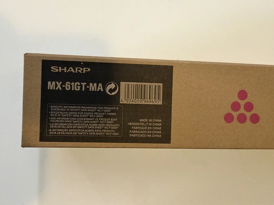 Sharp MX61 Genuine MX-61GT-MA Magenta Toner Cartridge - Image 1 of 4