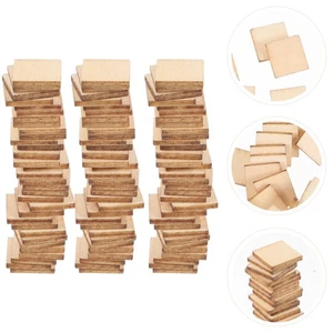 100 Pcs Square Wood Chips Scrap Pieces Craft Unfinished DIY Plaque - Picture 1 of 12