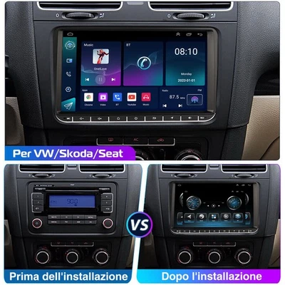 9" Stereo Carplay Autoradio Android 14 GPS Navi RDS Per VW GOLF 5 6 Touran Polo - Immagine 1 di 4