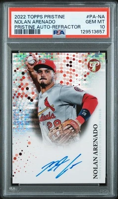 Topps Pristine Nolan Arenado 2022 refractor prístino automático 71/99 PSA 10 gemas como nuevo Foto 1 de 2