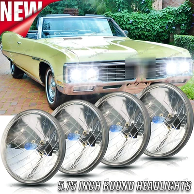 Faros halógenos de haz alto/bajo punto 4x para Buick Electra Wildcat 5,75" 5-3/4" pulgadas Foto 1 de 4