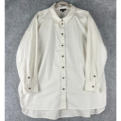 Top túnica estándar universal para mujer mediano 18 20 marfil abotonada algodón elástico Foto 1 de 4