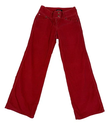 Pantalones Y2K Moda International Mujer Talla 2 Rojo Pana Cintura Baja Foto 1 de 4