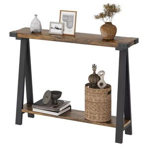 Farmhouse Console Table, 43.3" Entryway Table with Storage, 2 Tier Sofa Table - Picture 1 of 9