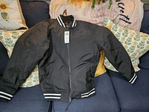 HOLLISTER FAUX LEATHER VARSITY BOMBER JACKET COAT BLACK MENS SIZE SMALL - Picture 1 of 5