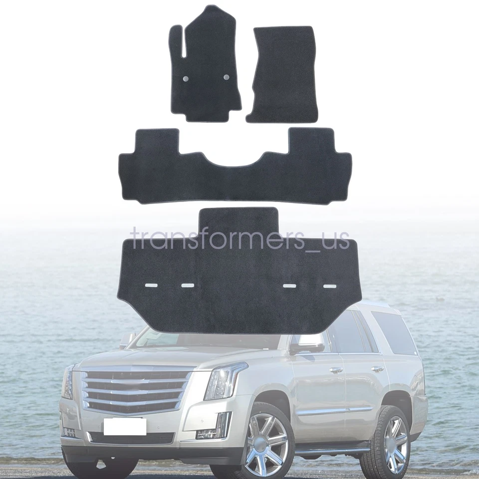 2015-2020 For Cadillac Escalade Front & Rear Velour Floor Mats Carpet Anti-Slip - Изображение 1 из 4
